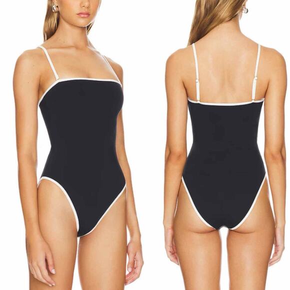 WeWoreWhat Strapless One Piece in Black & Off White Medium - Picture 4 of 8